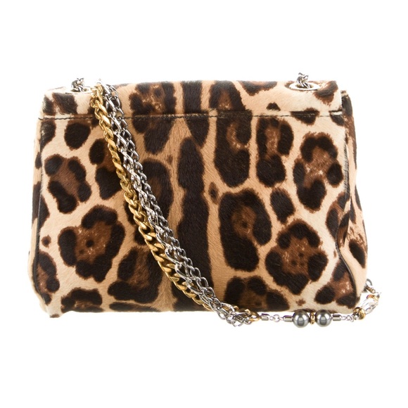 D&G Dolce & Gabanna Pony Hair Chain Link Shoulder Bag -Leopard print - Picture 4 of 4